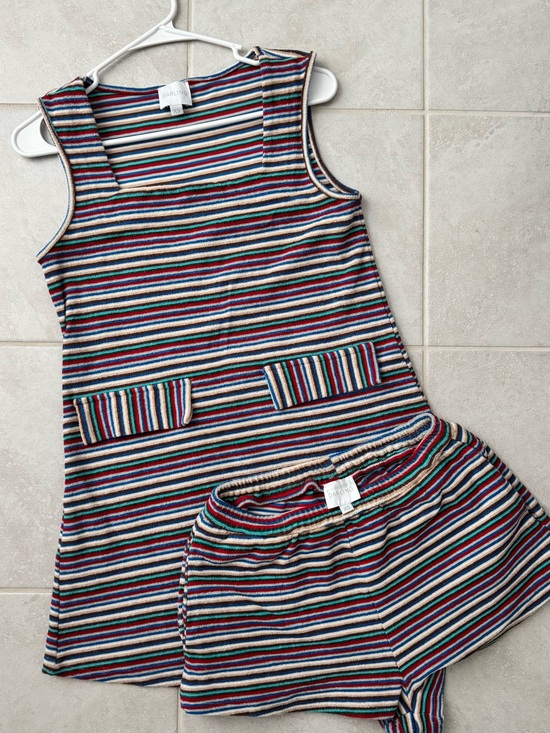 Darling Dresses & Skirts - Darling Loungewear Multicolor Striped Terrycloth Lola Dress & Shorts Set